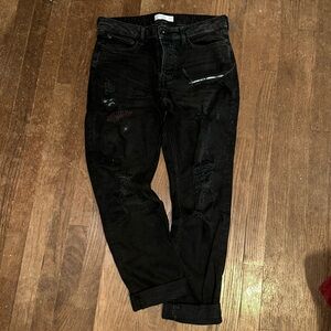Topman Ripped Black Jeans with Patterns